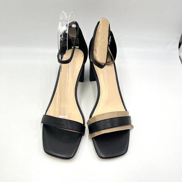 Marc Fisher Womens Size 8.5 Jaron Black Leather Block Heels Sandals Shoes - Picture 2 of 14